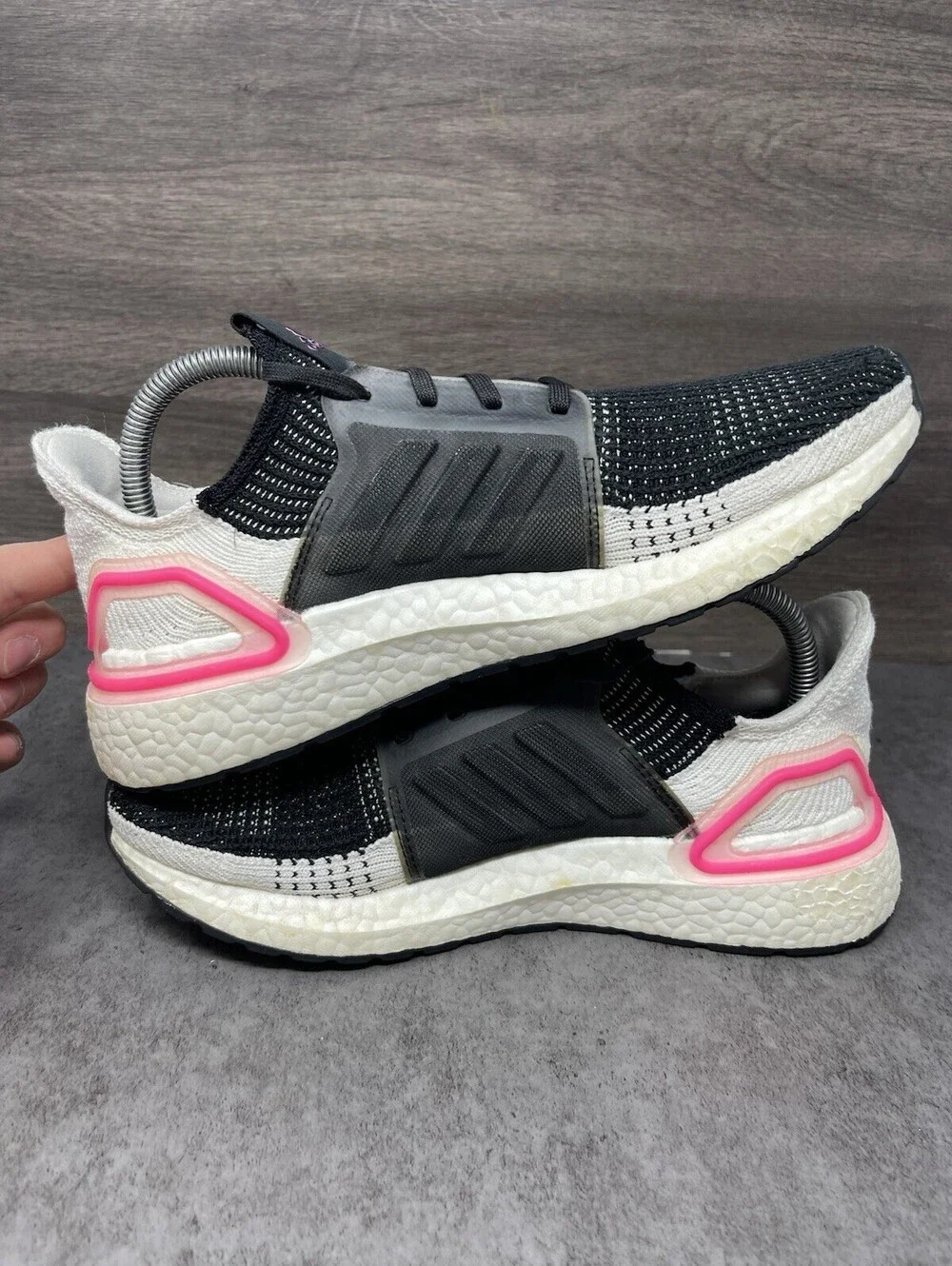 adidas Ultraboost 19 Womens Size 8.5 Black White Pink Boost Running Shoes EF1625